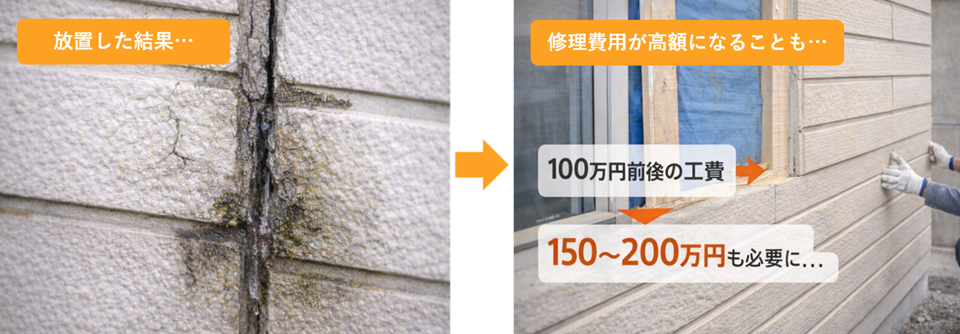 外壁サイディング張り替え工事の作業風景と修理費用のイメージ