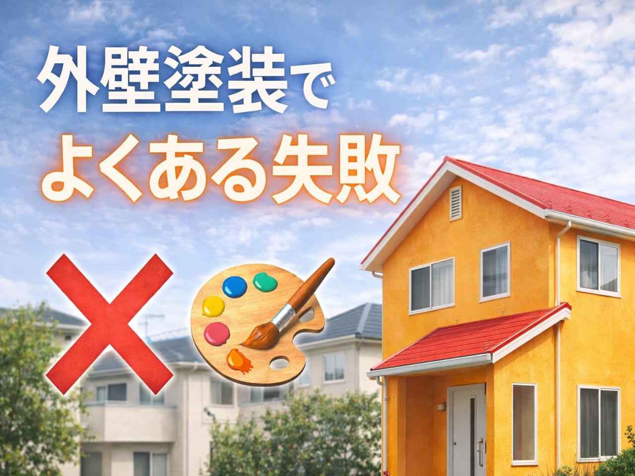 外壁塗装の色選びで失敗する例をイメージした住宅の写真