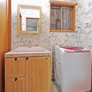 お気に入りの無垢の木の洗面台